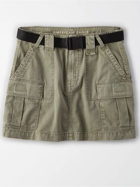 American Eagle Outfitters Hiker Olive Green Cargo Mini Skirt Size 4 100% Cotton